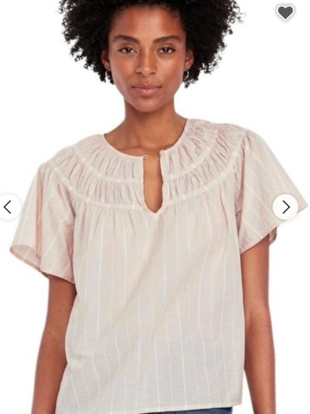 Old Navy Cream Striped Peasant Blouse M NWOT